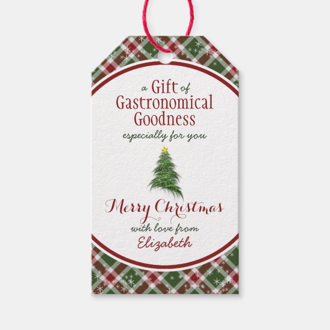 "en gåva av gastronomiskt Godhet" jul Presentetikett (Framsidan)