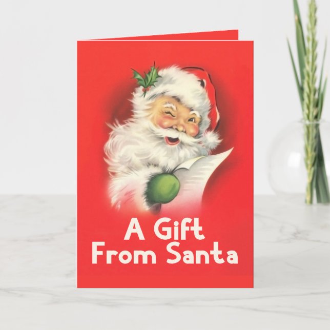 En gåva från Tomte Klaus Vintage Kort (Framsida)
