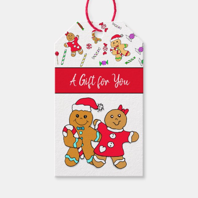 En gåva till dig Pepparkaksgubbe jul Presentetikett (Framsidan)