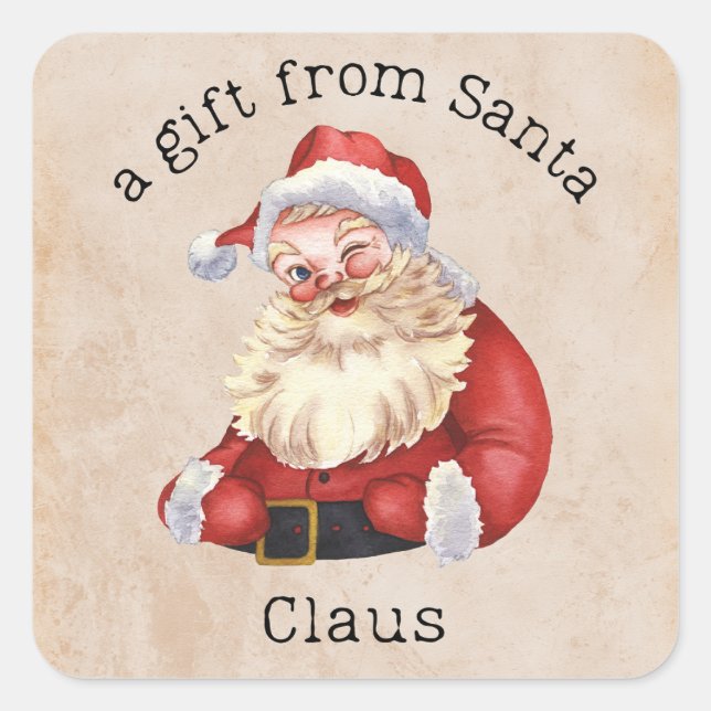 En gåva till Jultomten Fyrkantigt Klistermärke (Framsida)