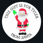 En gåva till till och från Santa Gift-Märkrn Runt Klistermärke<br><div class="desc">Cute hand plockade tecknad,  sikisk helgdag,  jultomt till och från märkre-dekal för gåva. Lägg bara till ett namn i personaliseringsområdet!</div>