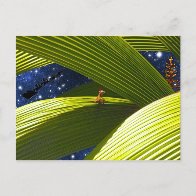 En Geckoödla tropiska jul Helg Vykort (Framsida)