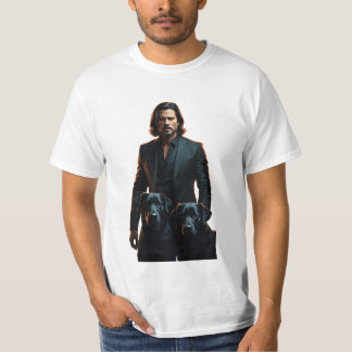 En gentleman med sina två svarta hundar t shirt