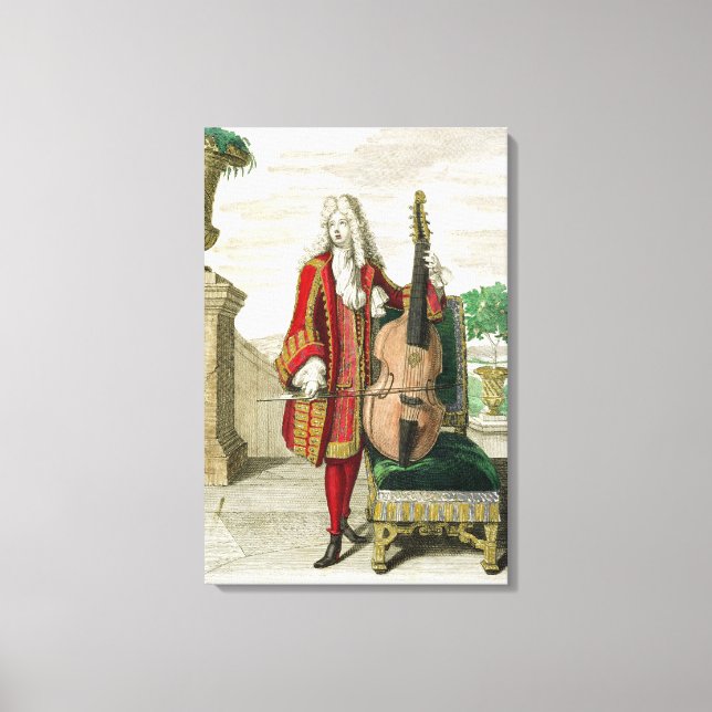 En gentleman som spelar cello, publicerad c.1688-9 canvastryck (Framsida)