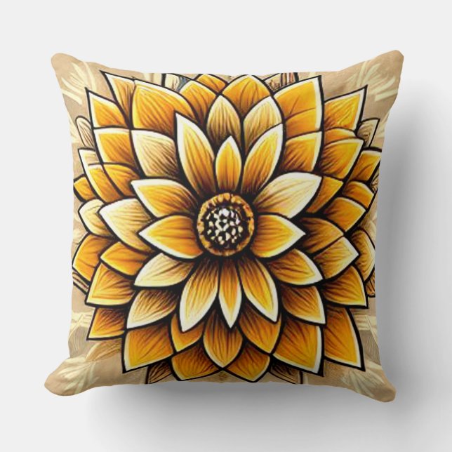 En geometrisk blomma med Många Lagrar i Petals Kudde (Framsida)