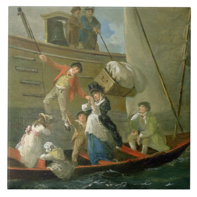 En gift sjöman Adieu, c.1800 (olja på panel) Kakelplatta (Framsidan)
