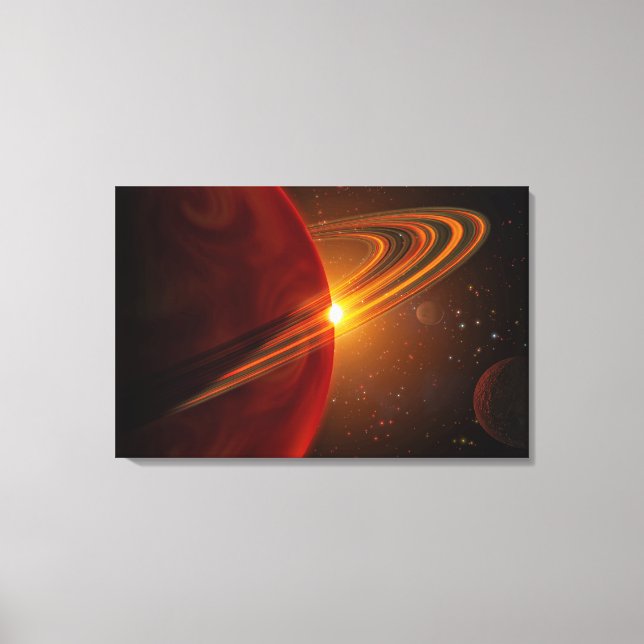 En gigantisk planet som omger den sol-liknande stj canvastryck (Framsida)