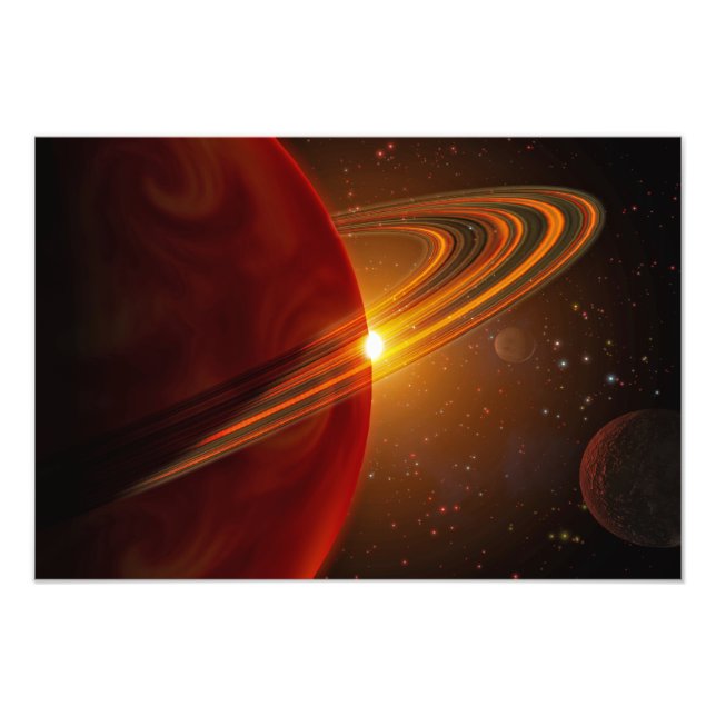 En gigantisk planet som omger den sol-liknande stj fototryck (Framsidan)