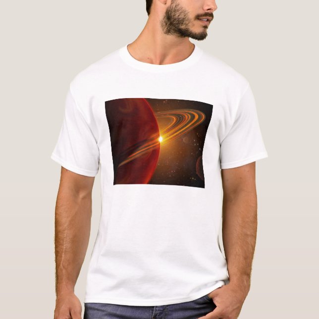 En gigantisk planet som omger den sol-liknande stj tee shirt (Framsida)