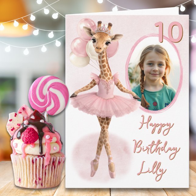 En giraff i tutu födelsedags kort för 10-årsdag (Skapare uppladdad)