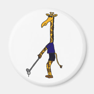 En giraff som leker Golfdesign Magnet