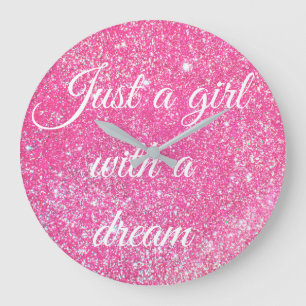EN GIRL MED DREAM Gnistra Shock rosa Stor Klocka