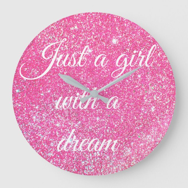 EN GIRL MED DREAM Gnistra Shock rosa Stor Klocka (Framsida)
