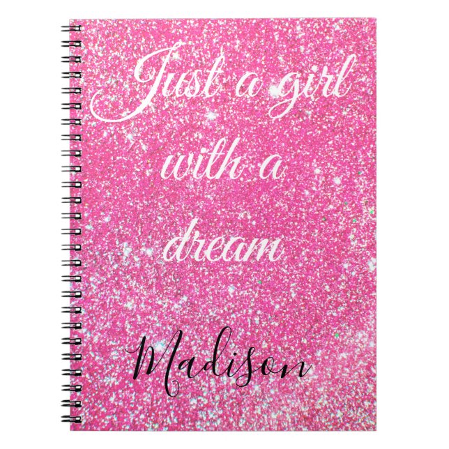 EN GIRL MED EN DREAM Gnistra Glitter Anteckningsbok (Framsidan)