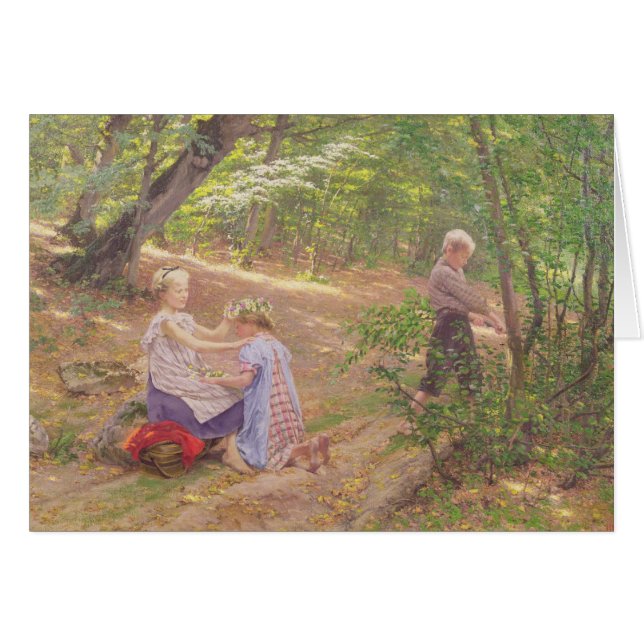 En girland av blommor, 19th århundrade hälsningskort (Framsidan Horizontal)