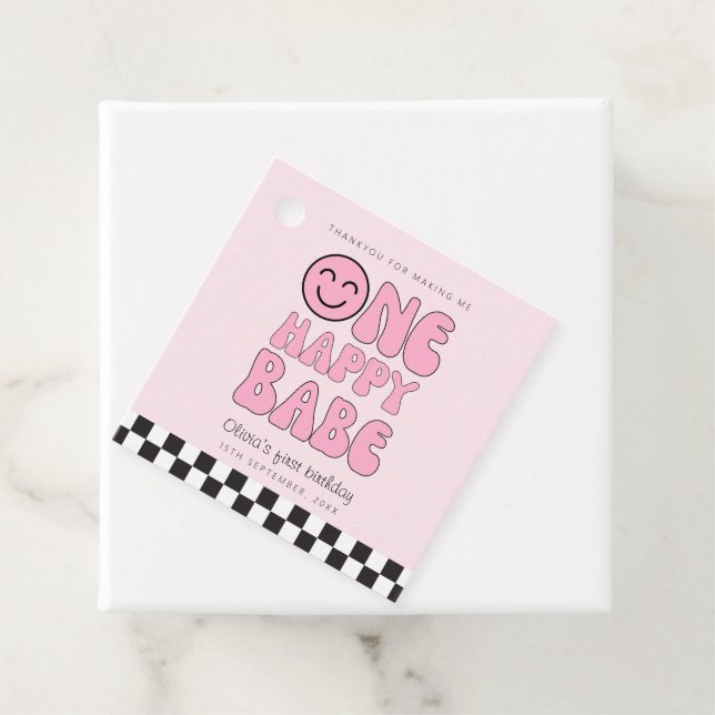 En glad Babe Glad Face Pink Gåvor Etiketter (På plats)
