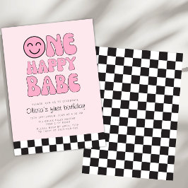 En glad Babe Glad Face Pink Inbjudningar