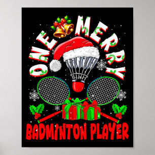 En glad badmintonspelare jul lag matchande poster