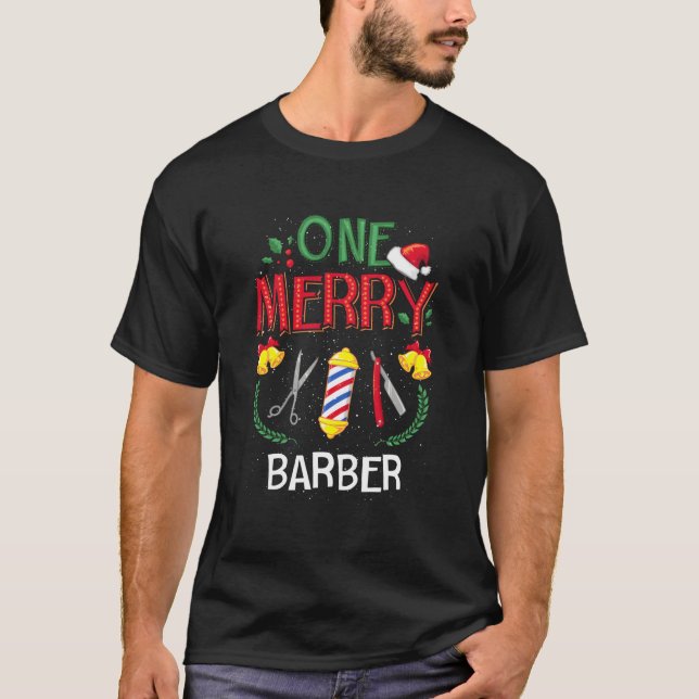 En glad barberare skäggvård ful t shirt (Framsida)