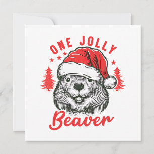 En glad bäver julkort