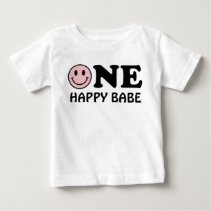 En Glad Bebis Anpassad Rosa Leende Första Födels T Shirt