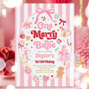 En glad bebis jul coquette båge 1-års födelsedag inbjudningar