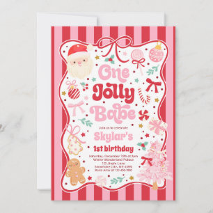 En glad bebis jul coquette bow 1-års födelsedag inbjudningar