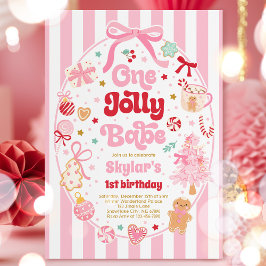 En glad bebis jul coquette bow 1-års födelsedag inbjudningar