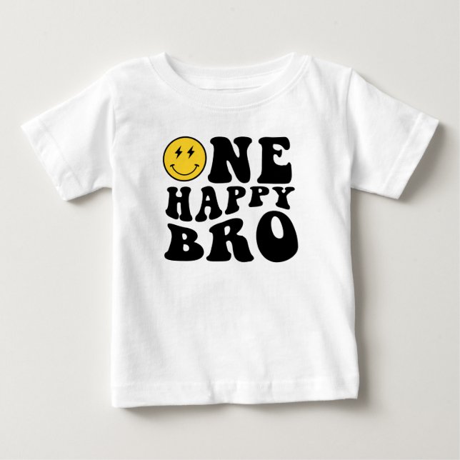 En Glad Bror Leende Pojke 1-års Födelsedag Matchan T Shirt (Framsida)