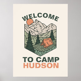 En Glad Campare Första Födelsedagsfest Välkomstsky Poster