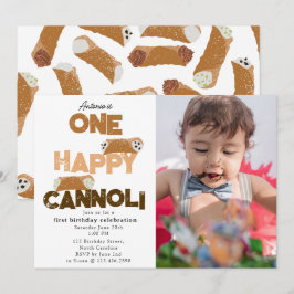 En Glad Cannoli-inbjudan 1:a Första födelsedagsfo Inbjudningar