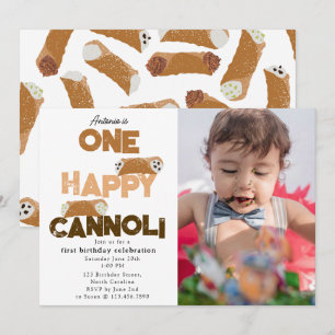 En Glad Cannoli-inbjudan 1:a Första födelsedagsfo Inbjudningar