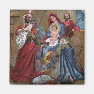 En glad ChristmasNativity plats Magnet