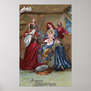 En glad ChristmasNativity plats Poster