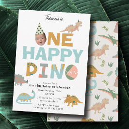 En Glad Dino Dinosaur Inbjudan 1-årsdag Foto