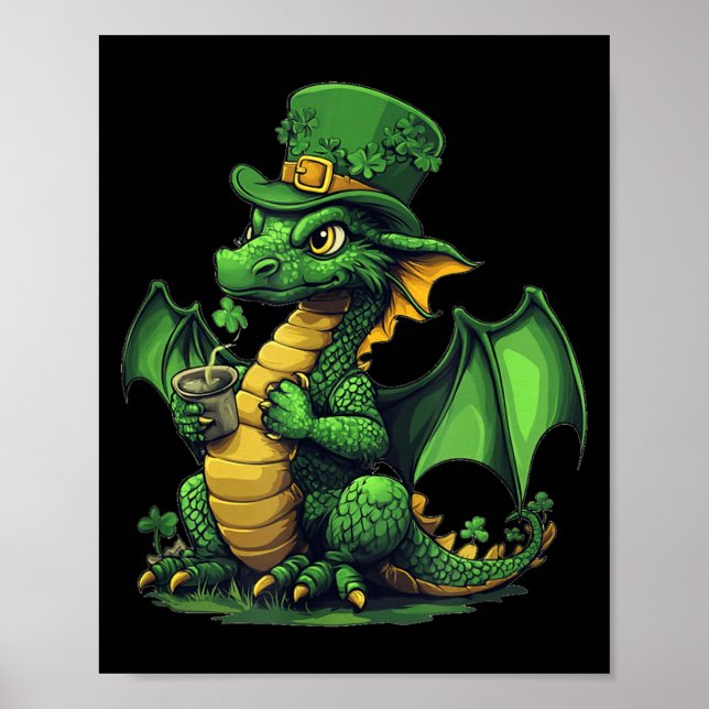 En glad drake i St. Patrick's Day-dräkt Poster (Framsidan)