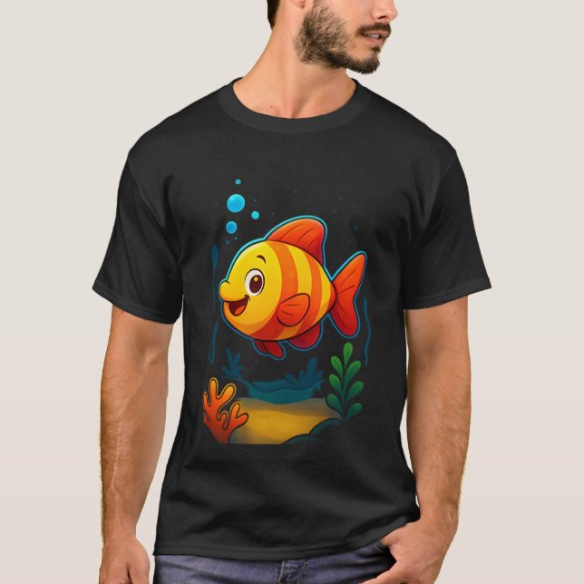 En glad fisk tecknad film t shirt (Framsida)