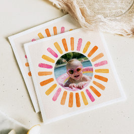 En glad flicka Solsken 1-årsdag Pappersservett