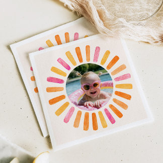 En glad flicka Solsken 1-årsdag Pappersservett