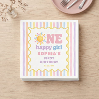 En Glad Flickas 1-årsdag Solsken Pappersservett