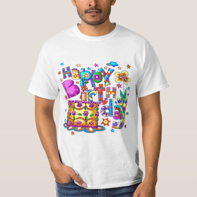 En Glad Födelsedagskaka t-shirt (Framsida)