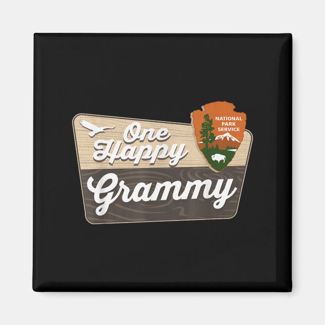 En Glad Grammy Campare Matchande Födelsedagsdekora Magnet (Framsidan)