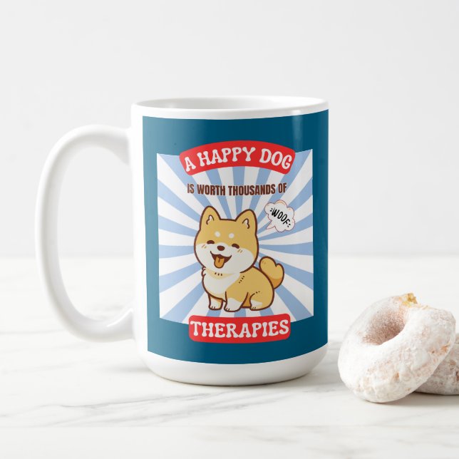 En Glad Hund Shiba söt hund Kaffemugg (Med munk)