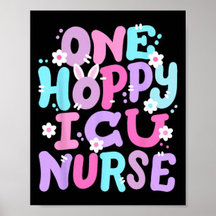 En glad Icu-sjuksköterska Retro Groovy Glad Påsk K Poster