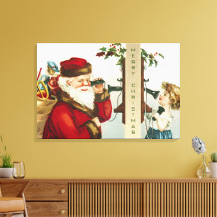 En glad jul Tomte av Ellen Clapsaddle Canvastryck