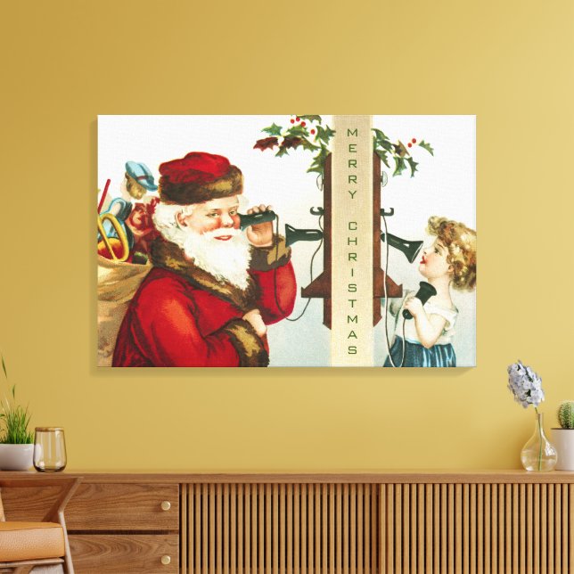 En glad jul Tomte av Ellen Clapsaddle Canvastryck (Insitu (Vardagsrum))