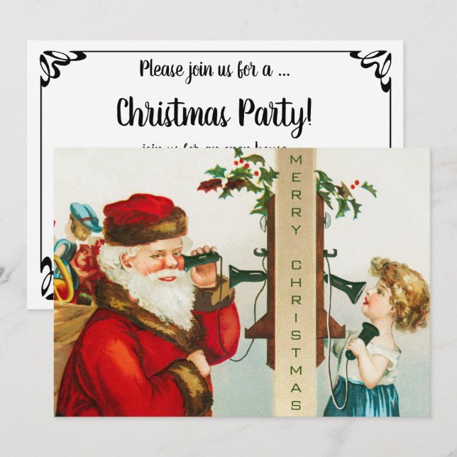 En glad jul Tomte av Ellen Clapsaddle Inbjudningar (Fram/baksida)
