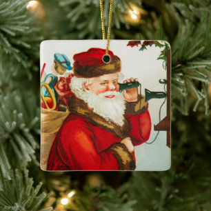 En glad jul Tomte av Ellen Clapsaddle Julgransprydnad Keramik