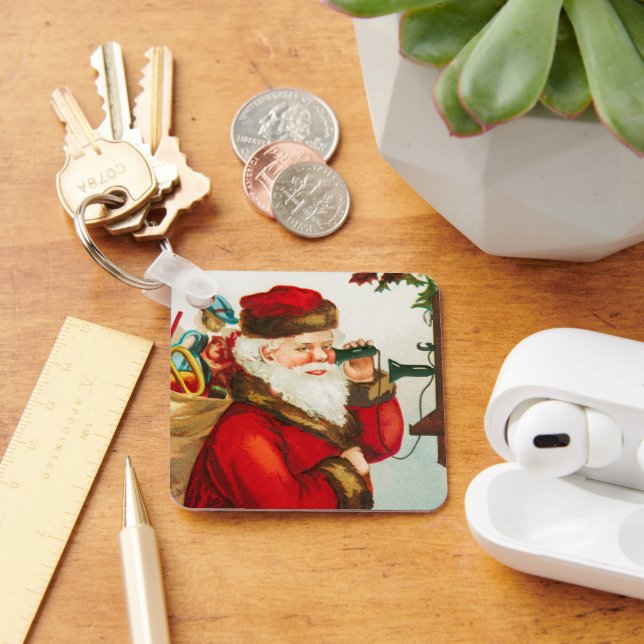 En glad jul Tomte av Ellen Clapsaddle Nyckelring (Skrivbord)