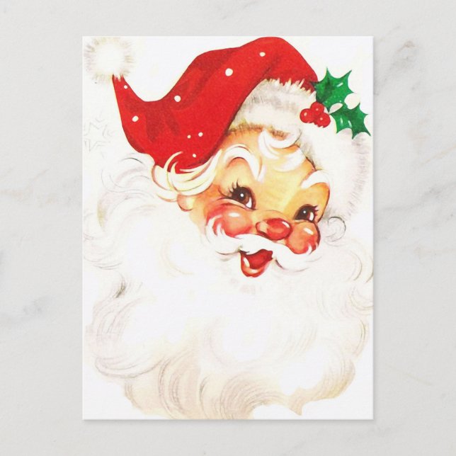 En glad, julaktig äpplekindad tomte, del 1 vykort (Framsida)
